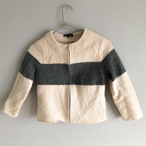 Ann Taylor 3/4 Sleeve Wool Zipper Jacket, Size S